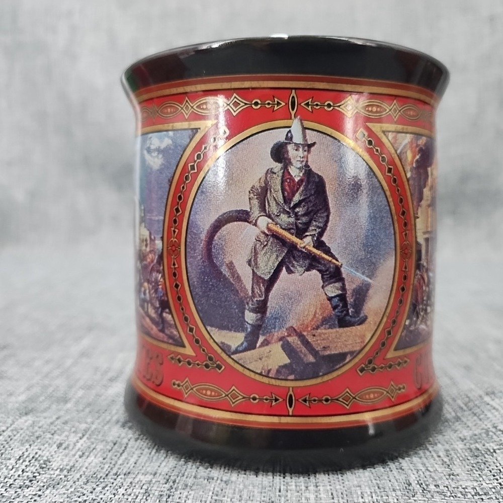 NOS VTG Set Of 2 Enesco Currier & Ives Firefighters Mug Museum Of New York City - Picture 3 of 13